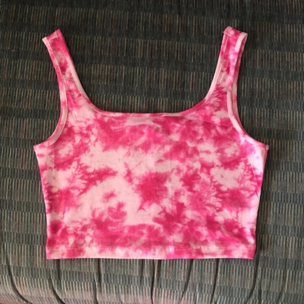 Pink Tie Dye Crop Tank Top